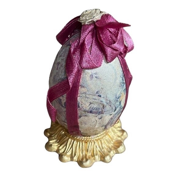 Decoupage Egg - Papier Maché Vintage - Picture 1 of 7